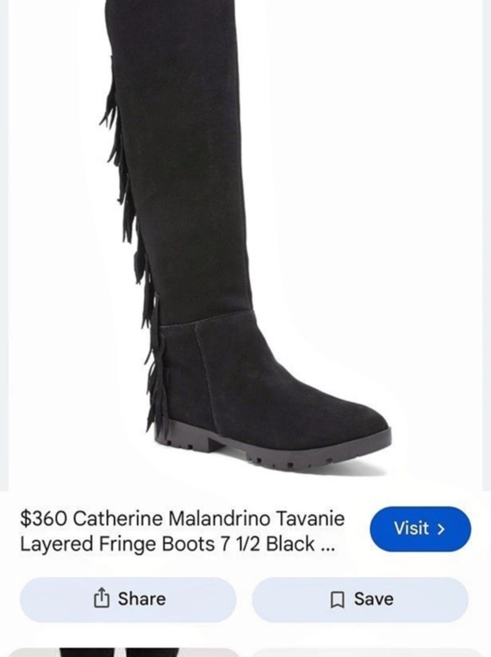 Catherine Malandrino Tavanie Layered Fringe Boots Black US 7